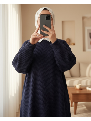 Bisiklet Yaka Baklava Desen Triko Kazak     -Laci