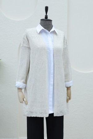 سترة مخرمة مع تنورة منقوشة -حجر