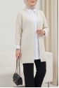 Openwork Cardigan with Patterned Skirt -Stone