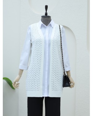 Openwork Vest  -Ecru