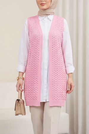 Ajurlu Yelek  -Pembe