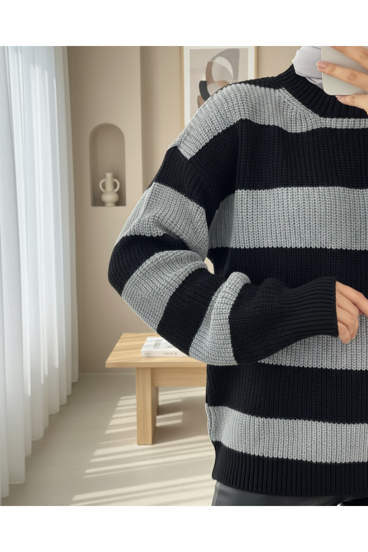 Selanik Knitted Crew Neck Knitwear Sweater -Black