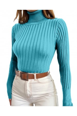 Turtleneck Corduroy Knitwear Sweater      -بترولي