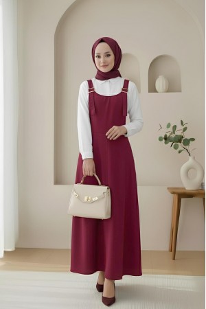 Yarım Fermuarlı Gabardin Jile  -Bordo