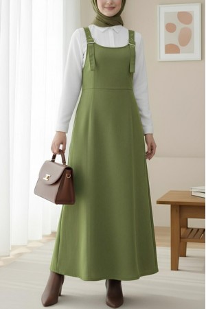 Yarım Fermuarlı Gabardin Jile  -Haki