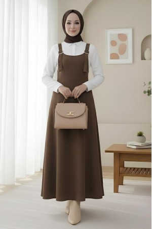 Yarım Fermuarlı Gabardin Jile  -Kahve