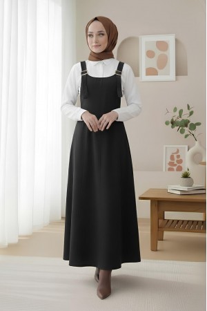 Yarım Fermuarlı Gabardin Jile  -Siyah