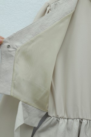 Cupra Dress with Elastic Waistband and Vest Detail - Beige