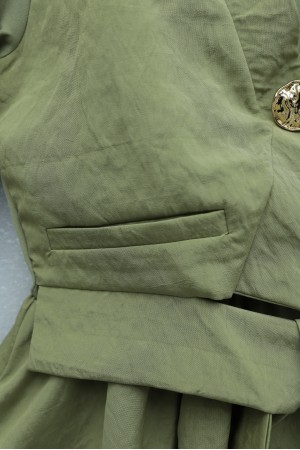 Cupra Dress with Elastic Waistband and Vest Detail -Cagla Green