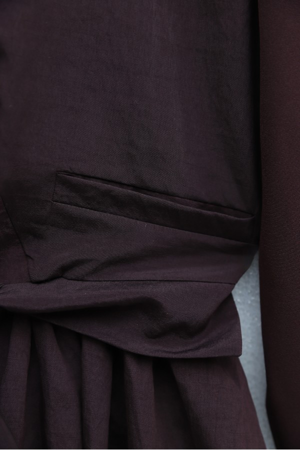 Cupra Dress with Elastic Waistband and Vest Detail -Damson
