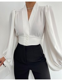 Düğmeli Arkası Lastikli Balon Kol Sandy ...