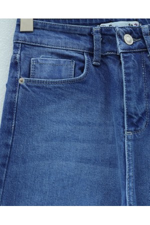 بنطلون جينز بالازو بجيوب وسحاب -أزرق فاتح