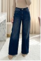 Palazzo Jeans with Pockets and Zipper -dark lacquer