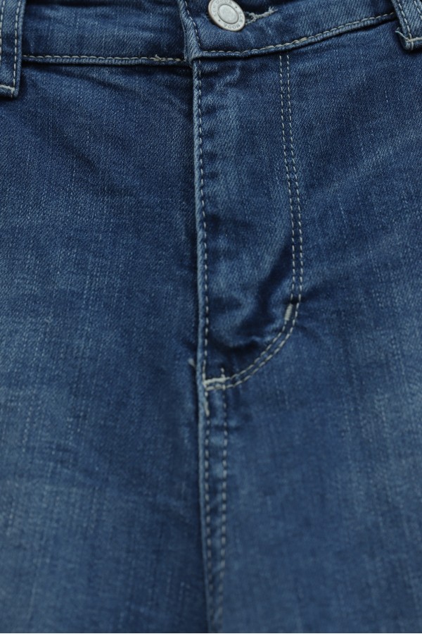 Boru Paça Cepli Yüksek Bel Kot Pantolon -Tint