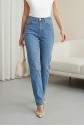 High-Waisted Straight-Leg Jeans with Pockets -Light blue