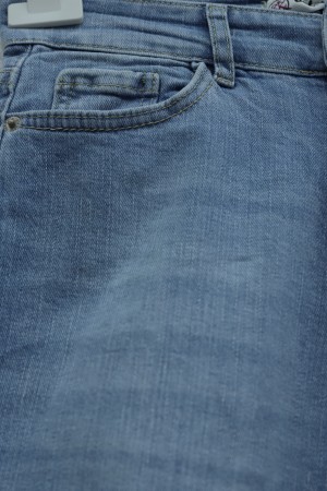 Cepli Yüksek Bel Düz Paça Kot Pantolon  -Buz Mavi