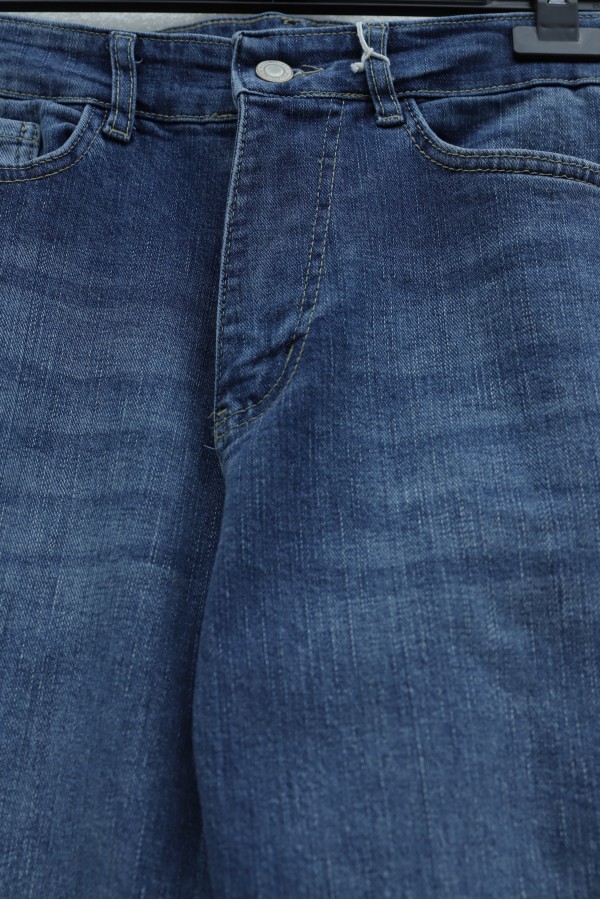 Cepli Yüksek Bel Düz Paça Kot Pantolon  -İndigo