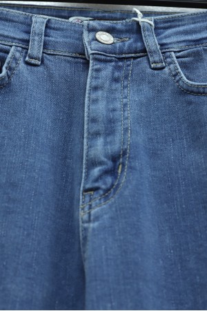 Cepli İspanyol Paça  Fermuarlı Kot Pantolon   -Açık Mavi