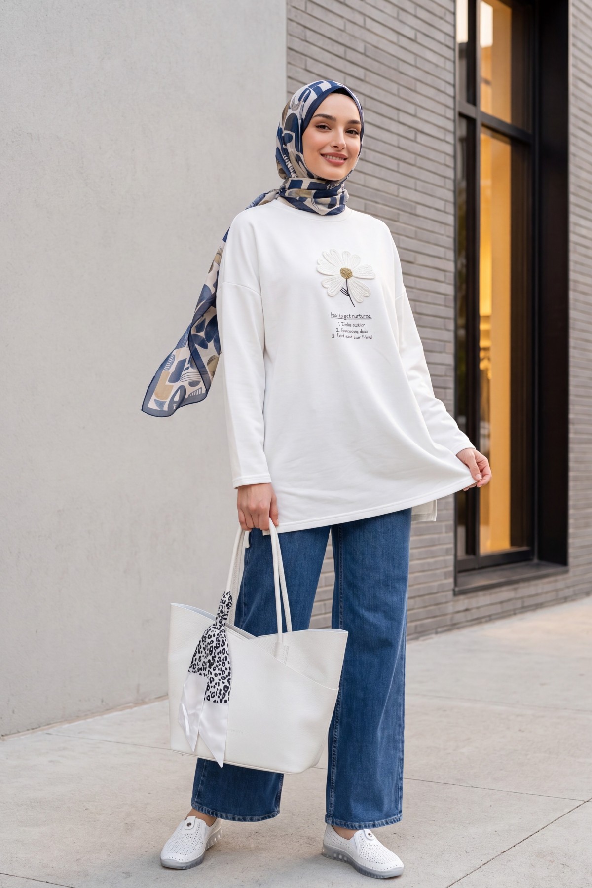 Palazzo Jeans with Pockets and Zipper   -İndigo