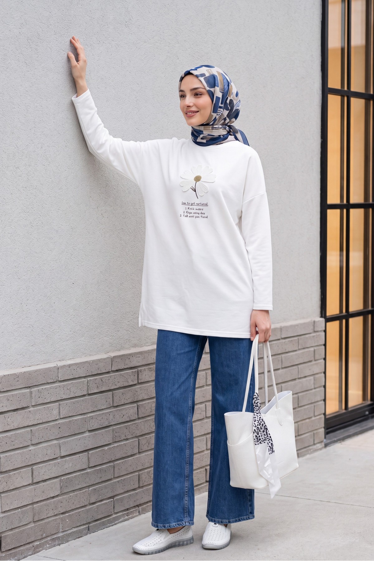Palazzo Jeans with Pockets and Zipper   -İndigo