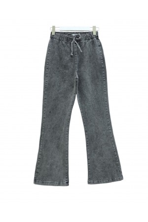 بنطال جينز إسباني بتفاصيل دانتيل -لون مدخن