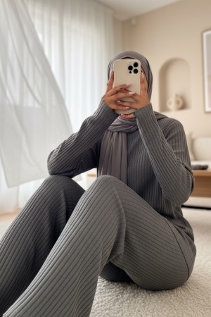 Bisiklet Yaka Kaşkorse Takım -Gri