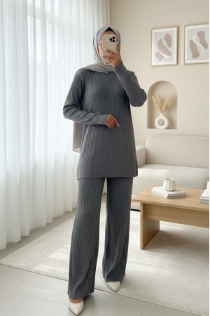 Bisiklet Yaka Kaşkorse Takım -Gri