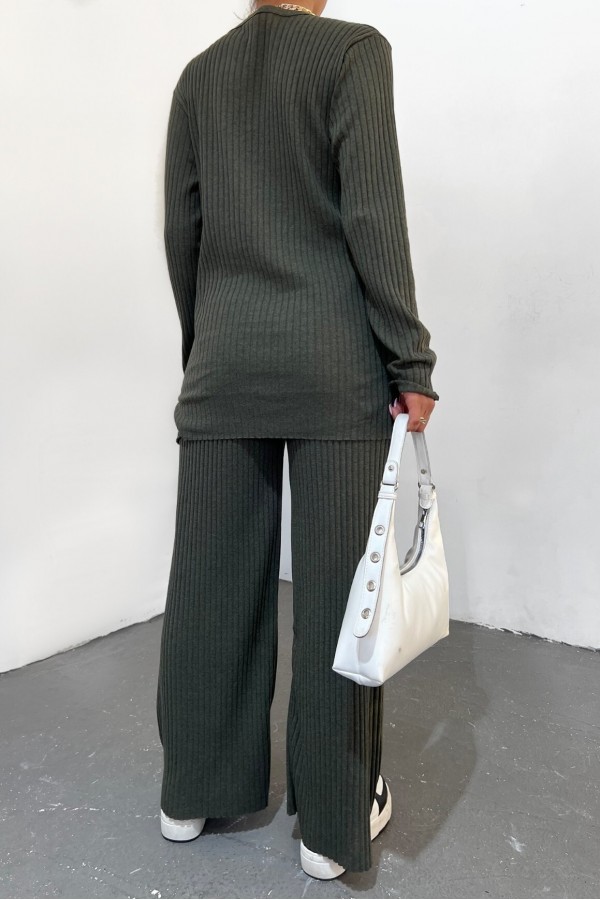 Crew Neck Camisole Set -Khaki