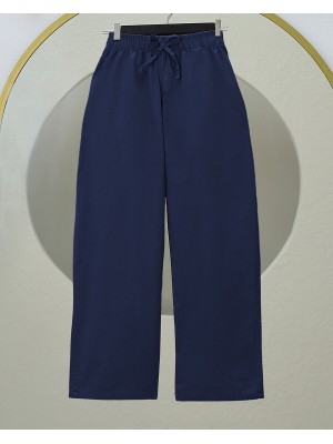 Bağcık Detaylı Bol Paça Beli Lastikli Keten Pantolon -K.Laci