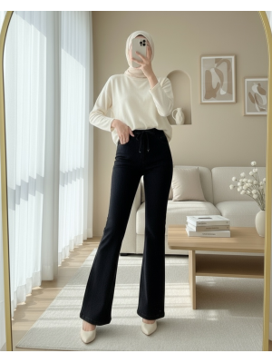 Spanish Leg Lace Detail Jeans  -Anthracite