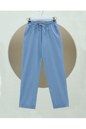 Duble Paça Yıkamalı Soft Kot Pantolon  -Buz Mavi