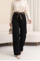Palazzo Jeans with Scarf Detail -Black