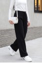 Beli Lastikli Cepli Bol Paça Kot Pantolon -Siyah