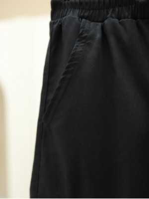 Elastic Waist and Leg Laced Cargo Jeans -Black