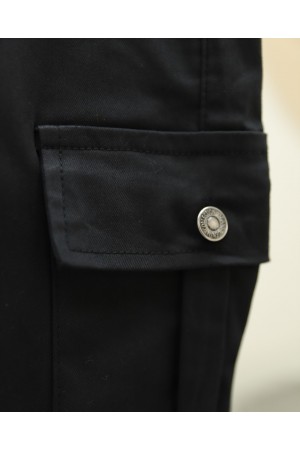 Elastic Waist and Leg Laced Cargo Jeans -Black