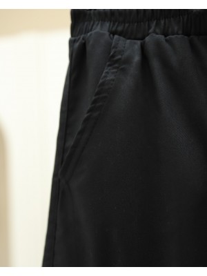 Beli ve Paçası Lastikli Bağcıklı Kargo Kot Pantolon -Siyah