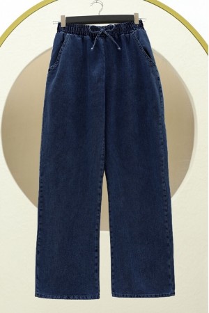 Beli Lastikli Cepli Bol Paça Kot Pantolon    -Laci