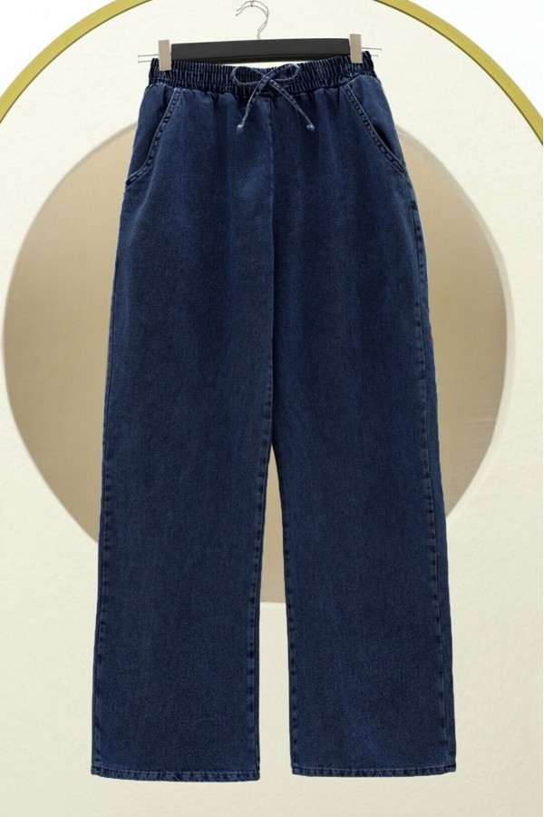 Beli Lastikli Cepli Bol Paça Kot Pantolon    -Laci