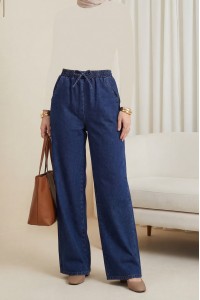 Beli Lastikli Cepli Bol Paça Kot Pantolon    -Laci