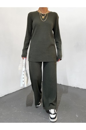 Crew Neck Camisole Set -Khaki