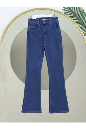 İspanyol Paça Yüksek Bel Kot Pantolon   -Laci