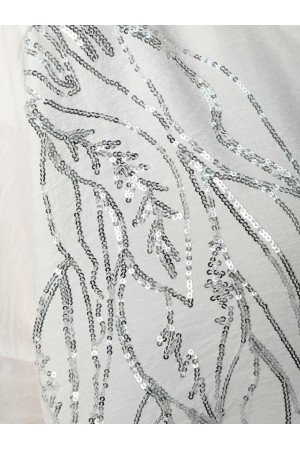 قميص الترتر بنمط أوراق الشجر -أبيض