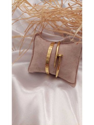 Gold Color Combined Heart Necklace Star Necklace Kartier Nail Bracelet and Cube Combination Bracelet 