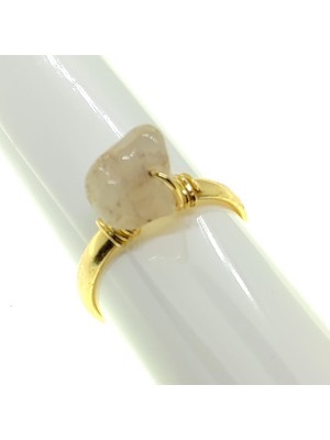 Gold Color Natural Stone Zircon Ring Adjustable Fits All Fingers Mixed 