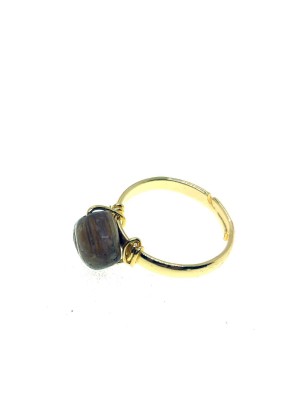 Gold Color Natural Stone Zircon Ring Adjustable Fits All Fingers Mixed 