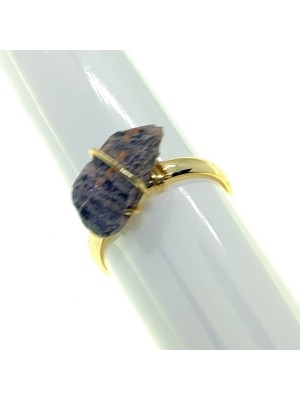 Gold Color Natural Stone Zircon Ring Adjustable Fits All Fingers Mixed 
