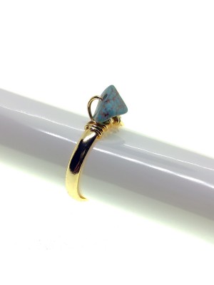 Gold Color Natural Stone Zircon Ring Adjustable Fits All Fingers Mixed 