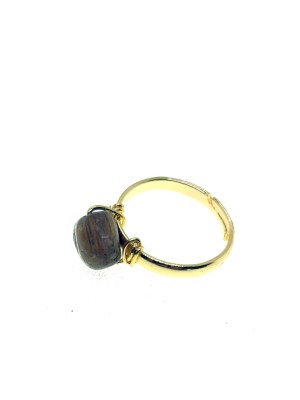 Gold Color Natural Stone Zircon Ring Adjustable Fits All Fingers Mixed 