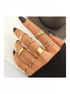 Gold Color Combined Spiral Bracelet 10 Piece Ring Heart Sf Necklace Kartier Caterpillar Fishbone Bracelet