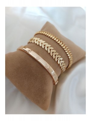 Gold Color Combined Spiral Bracelet 10 Piece Ring Heart Sf Necklace Kartier Caterpillar Fishbone Bracelet